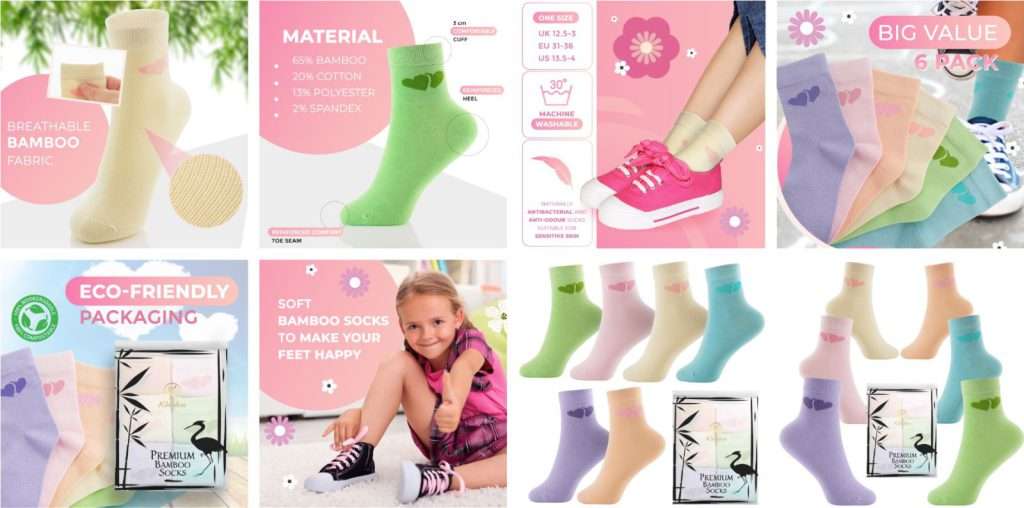 Full amazon listing example for kids sock