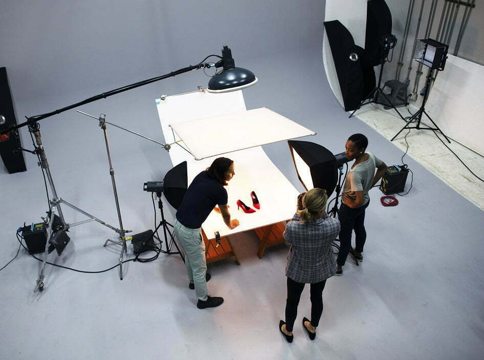 Product photography studio shooting shoes